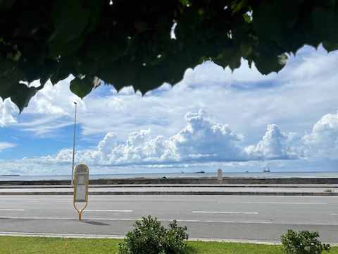 「臨港道路とバス停」上原 杏樹(首里高等学校1年)